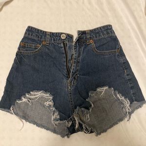 Ripped jean shorts